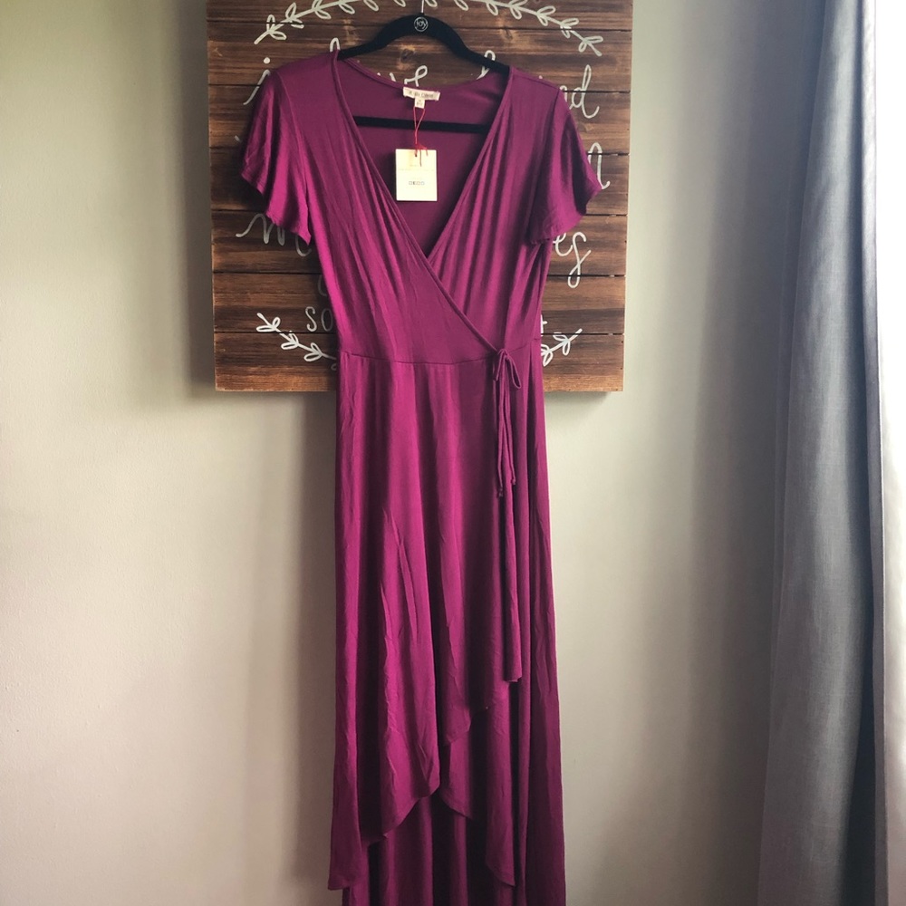 Purple wrap dress